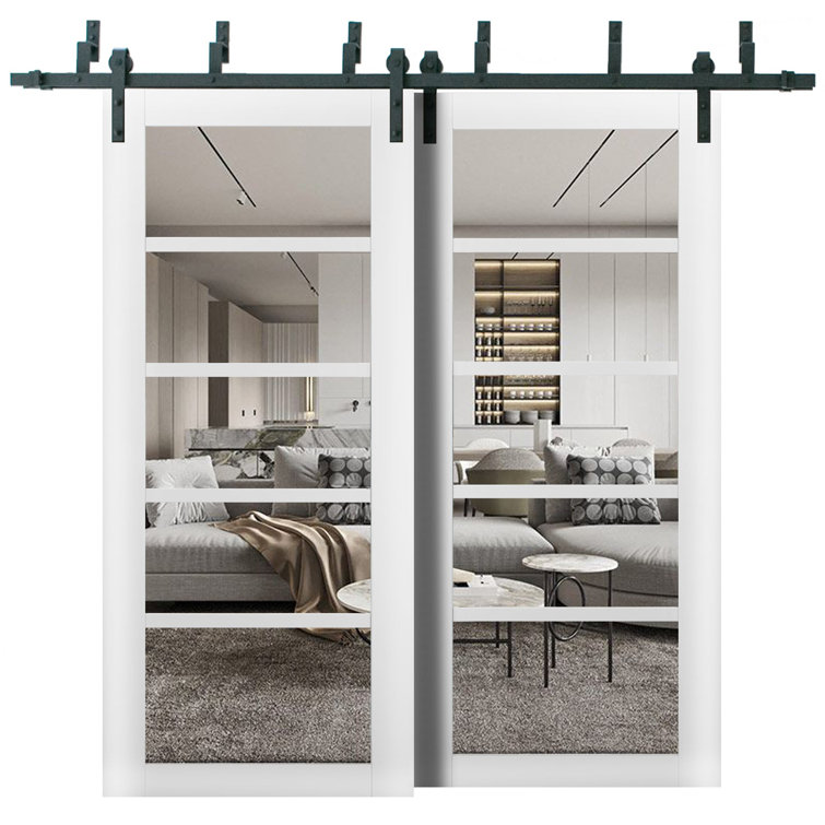 SARTODOORS Quadro Clear Glass Sliding Closet White Doors Wayfair